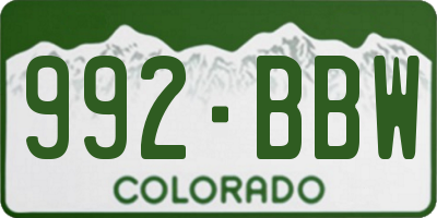 CO license plate 992BBW