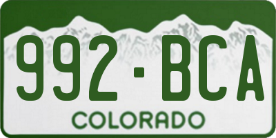 CO license plate 992BCA