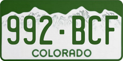 CO license plate 992BCF