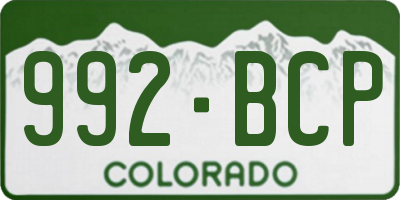 CO license plate 992BCP