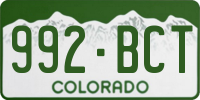 CO license plate 992BCT