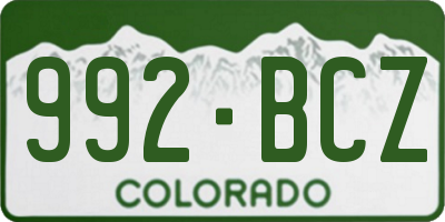 CO license plate 992BCZ