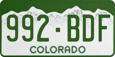 CO license plate 992BDF
