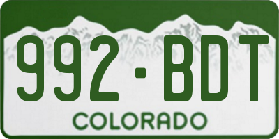 CO license plate 992BDT