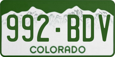 CO license plate 992BDV