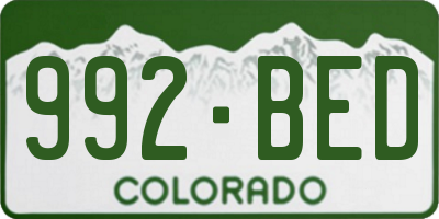 CO license plate 992BED