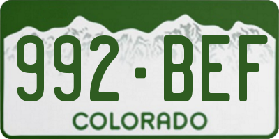 CO license plate 992BEF