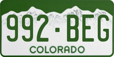 CO license plate 992BEG