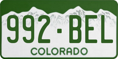 CO license plate 992BEL