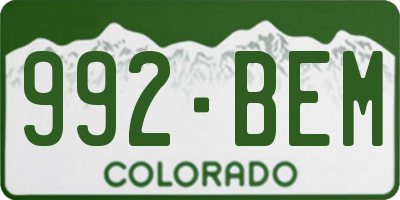 CO license plate 992BEM
