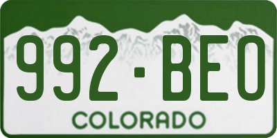 CO license plate 992BEO