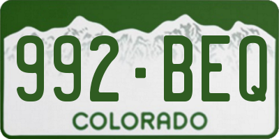 CO license plate 992BEQ