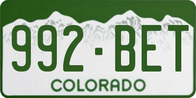 CO license plate 992BET