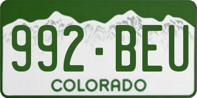 CO license plate 992BEU