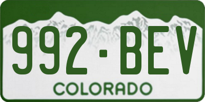 CO license plate 992BEV