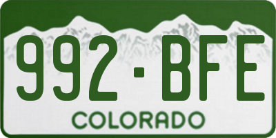 CO license plate 992BFE
