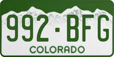 CO license plate 992BFG