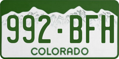CO license plate 992BFH
