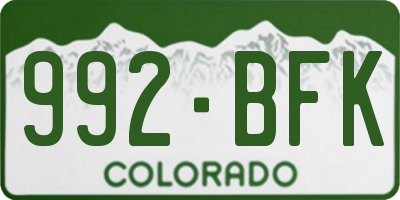 CO license plate 992BFK