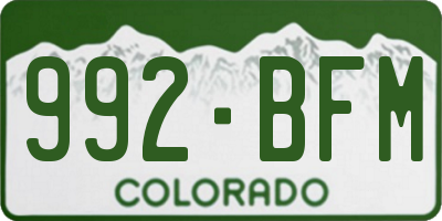 CO license plate 992BFM