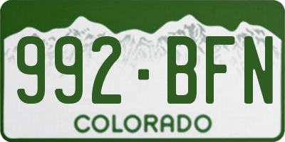 CO license plate 992BFN