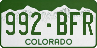 CO license plate 992BFR