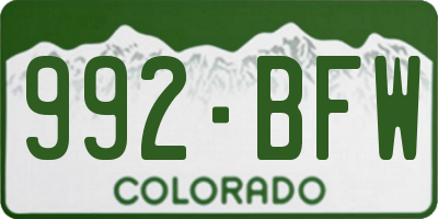 CO license plate 992BFW