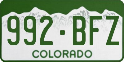 CO license plate 992BFZ