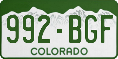 CO license plate 992BGF
