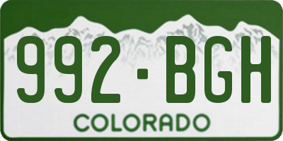 CO license plate 992BGH