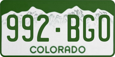 CO license plate 992BGO