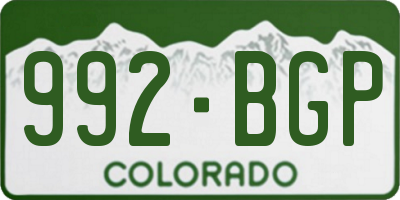 CO license plate 992BGP
