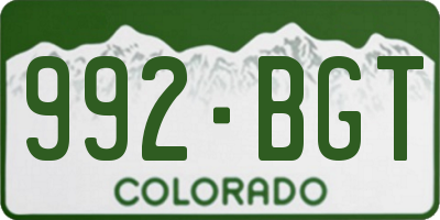 CO license plate 992BGT