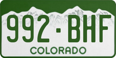 CO license plate 992BHF