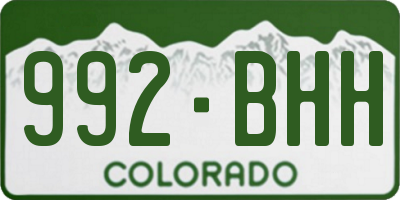 CO license plate 992BHH