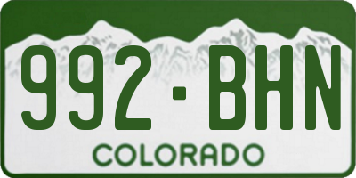 CO license plate 992BHN