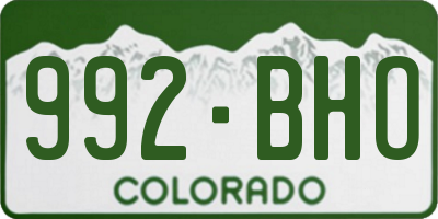 CO license plate 992BHO