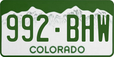 CO license plate 992BHW