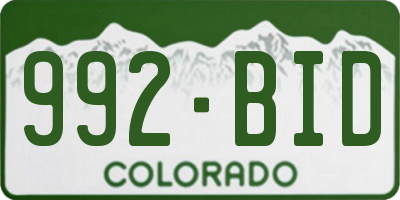 CO license plate 992BID