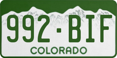 CO license plate 992BIF