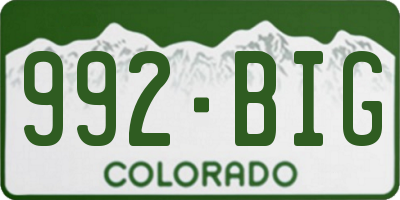 CO license plate 992BIG