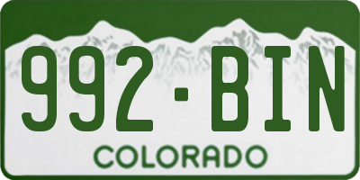 CO license plate 992BIN