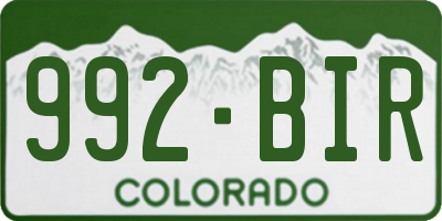 CO license plate 992BIR