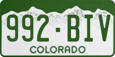 CO license plate 992BIV