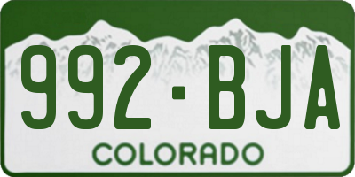 CO license plate 992BJA