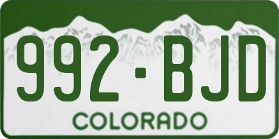 CO license plate 992BJD