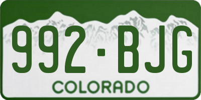 CO license plate 992BJG