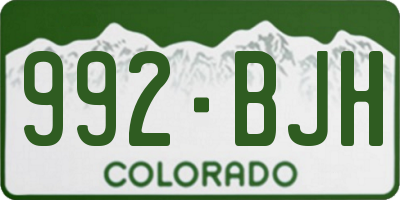 CO license plate 992BJH