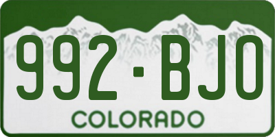 CO license plate 992BJO