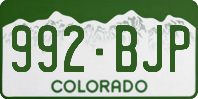 CO license plate 992BJP